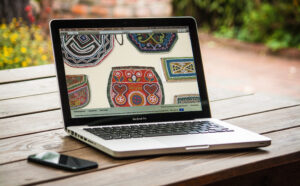 Laptop with Haudenosaunee beadwork